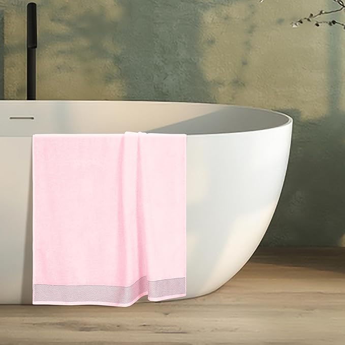 Belizzi Home Cotton 2 Pack Oversized Bath Sheet 35 x 70, Large Bath Sheet, Ultra Absorbent, Compact, Eco-Friendly and 100% Recyclable, Quick Drying and Lightweight Towel - Pink