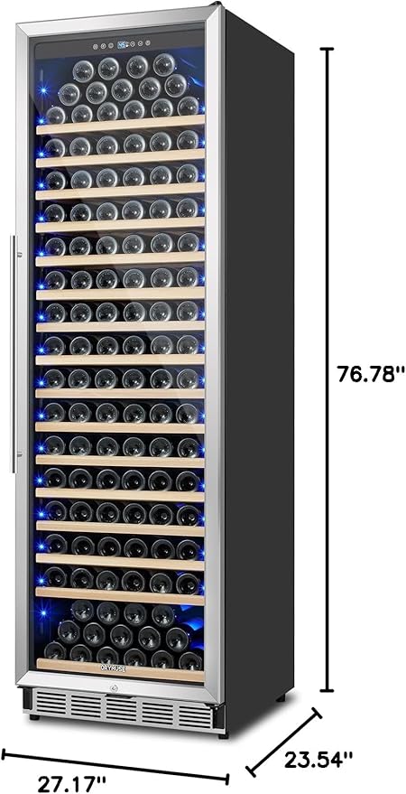 Large 200 Bottle Wine Fridge - 24 Inch Wine Cooler Refrigerator, Freestanding and Built-in Design, Upgraded Compressor Cooling, Intelligent Temperature Memory