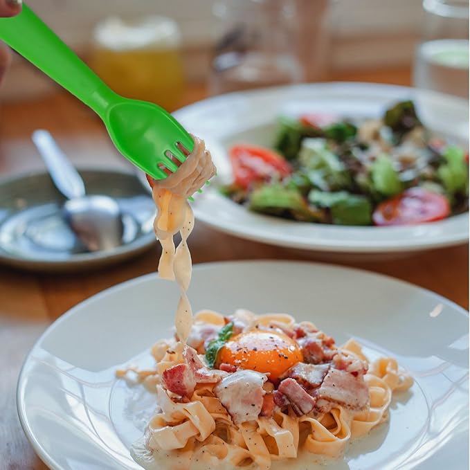 12 Pcs Kids Spoons and Forks Toddler Utensils Plastics Reusable Silverware Baby Cutlery Set Feeding Dinnerware Utensils BPA Free Microwave Dishwasher and Freezer Safe- Green