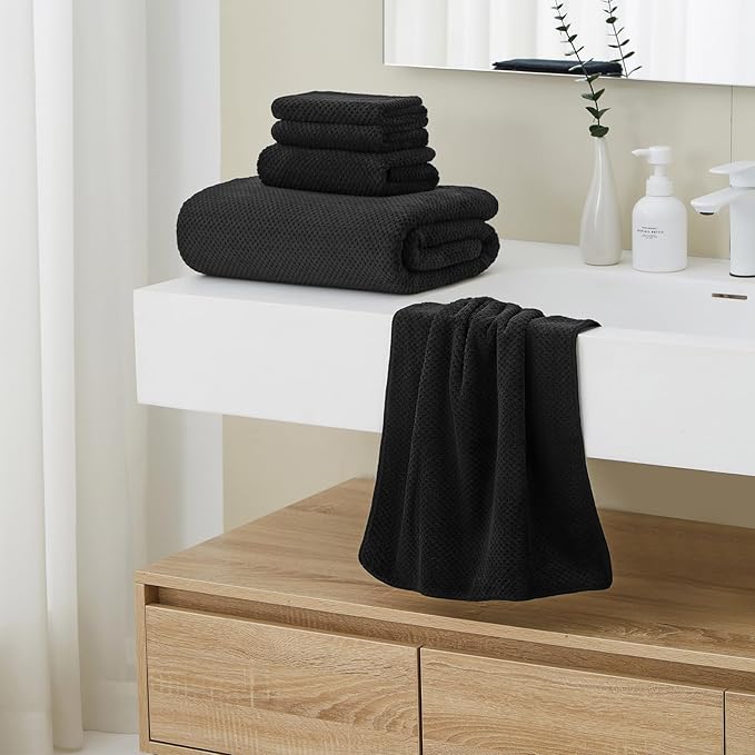 Oversized Bath Towels Extra Large 40x80 Inches Bath Sheets for Adults Super Soft Quick Dry Highly Absobent Microfiber Shower Towels (2 Piece, Black)