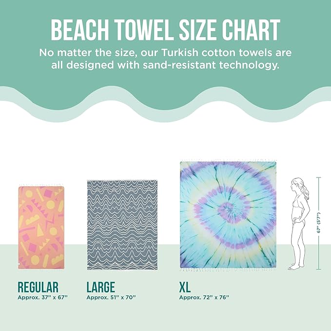 Sand Cloud Turkish Beach Towel - Sand Proof - 100% Certified Organic Turkish Towel - Quick Dry Towel for Beach, Picnic, Blanket or Bath Towel - As Seen on Shark Tank - Gocek (Beige)