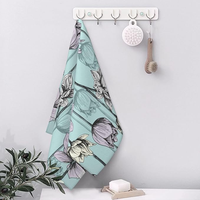 Hand Towels Set of 2 Lily Flower Towels for Bathroom Soft Absorbent Decorative Hand Bath Towels Dish Towels for Kitchen Sports Gym Yoga Home Decor 14 x 28 in