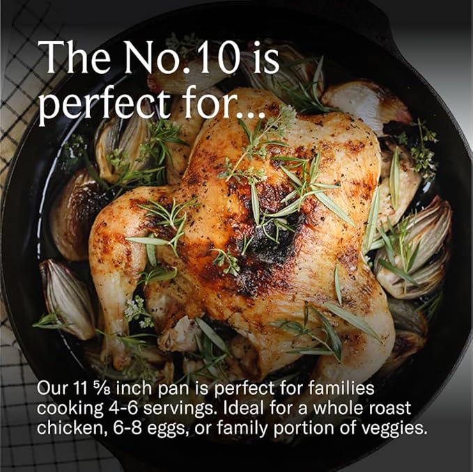 Field Company 11.63-Inch Cast Iron Skillet – Large, Lightweight & Smooth, Made in USA, Pre-seasoned with Organic Oil – Ideal for 4+ Servings (No.10)