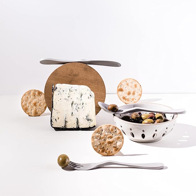 Knork Eco Astrik Plant Based Travel Set, 4 Piece (Eco Fork Knife Spoon With Carry Case, Gray