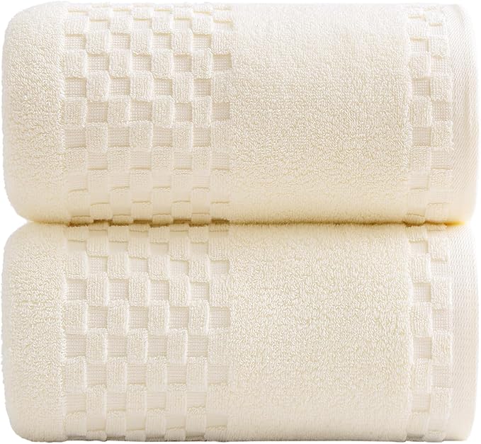 XIQ Bath Sheets 600GSM Combed Cotton Super Soft Luxury Bath Towels Extra Large Shower Towels for Bathroom (Cream, Bath sheets-2PCS)