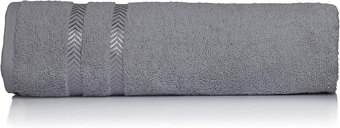 CASA COPENHAGEN Ember, 500 GSM, 27x55 Inches Large Bath Towels, Set of 4 Towels, Super Soft and Absorbent, Egyptian Cotton Towels for Bathroom & Shower - Light Grey +White +Black +Dark Grey