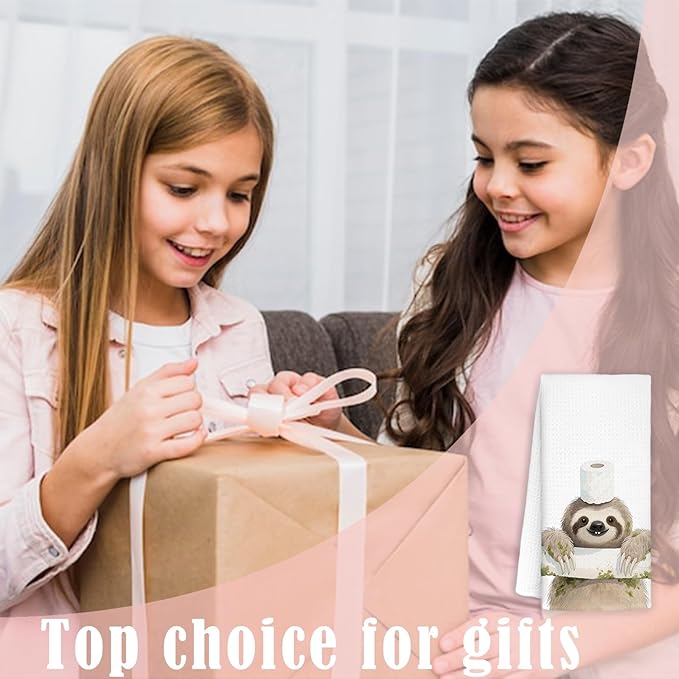 Sloth Bathroom Hand Towels Set of 2, Kids Bathroom Decor, Sloth Gifts for Women Decorative Hand Towels for Kids Bath Room Washroom, 16x24 Inch