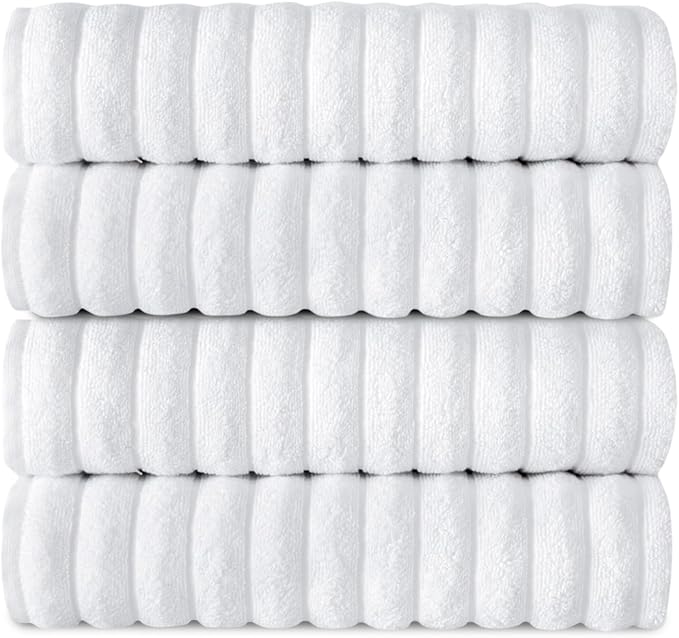 Classic Turkish Towels CTT Premium 4 Pack Bath Towels Set, Made with 100% Turkish Cotton, Spa & Hotel, Quick Drying Towels, Absorbent & Comfy | 27"x54" (White)