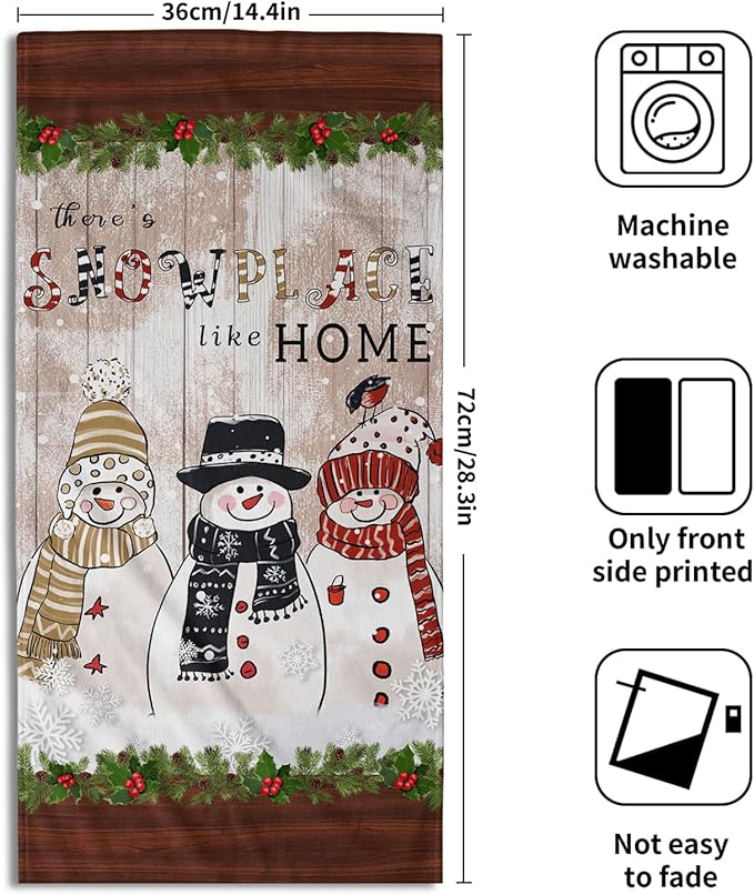 Imiss Snowman Hand Towels 14.4 x 28.3 Inch Set of 2 Winter Snowflake Xmas Snow Decorative Fingertip Towel Holiday Decor Soft Bath Towels for Bathroom Gym Spa