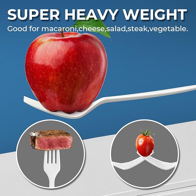 600Pack Disposable Plastic Forks Bulk White Heavy Duty Silverware - Value Pack Cutlery Set For Parties, Restaurant (600FORKS)