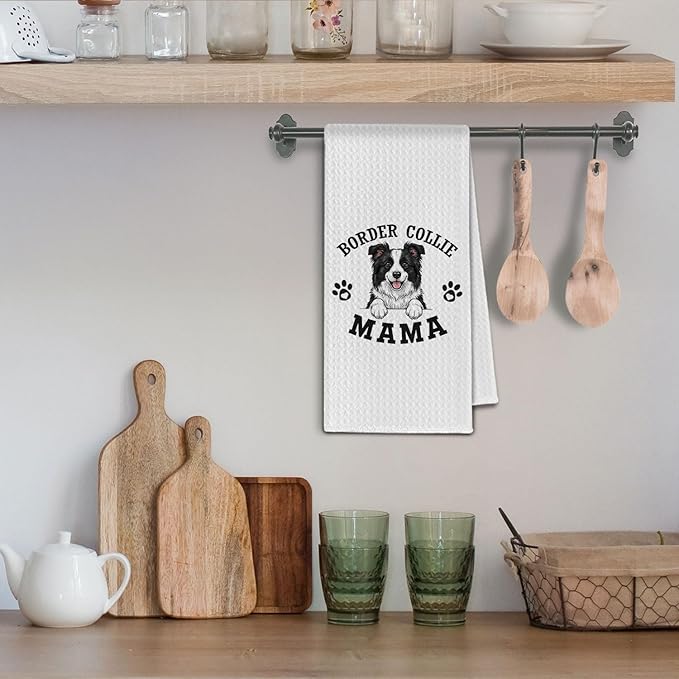 Border Collie Kitchen Towels, Dog Mama Border Collie Gifts for Women & Dogs Moms, Dog Lover Gifts Decorative Hand Towels for Bathroom, 16x24 Inch