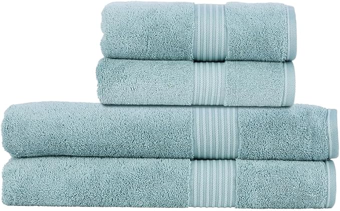 Christy Supreme Hygro 4 Piece Towel Set | Mineral Blue | 100% Luxury Supima Cotton | Ultra Soft | Super Absorbent | 650GSM | 2 Bath Sheets 2 Hand Towels