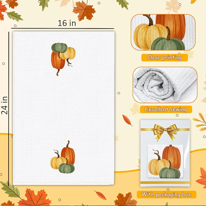 Fall Pumpkin Hand Towels for Kitchen Decor and Tea Dish Towel,1PCS Fall Thanksgiving Day Dishcloths,Farmhouse Fall Pumpkin Decor for Bathroom,Anthropology Autumn Gifts for Women - B01