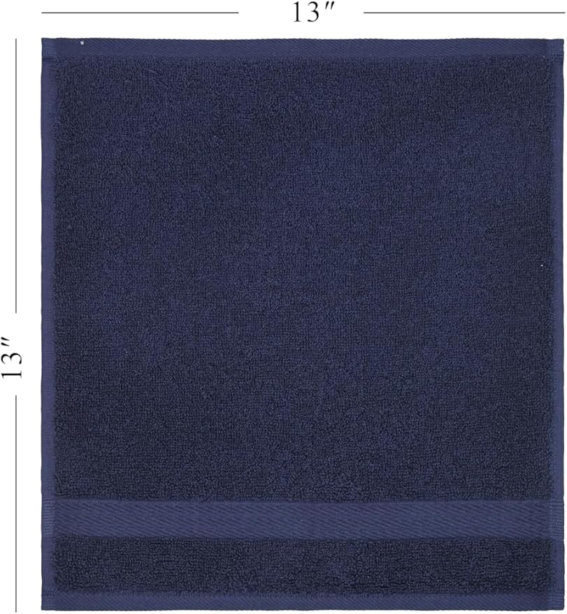 Ozdilek 6-Piece Bath Towel Set, 2 Bath, 2 Hand, 2 Wash, 100% Cotton Turkish Towels, 2 Bath Towels (30x60/550 GSM), 2 Hand Towels (16x30/575 GSM), 2 Washcloths (13x13/600 GSM) (Navy Blue)