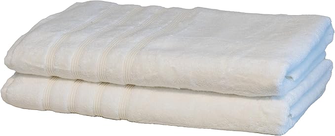 Mosobam Luxury Turkish Towels Set of 2 Bath Sheets 35X70 White Oversize 700 GSM Bamboo Viscose & Aegean Turkish Combed Cotton