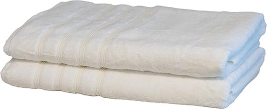 Mosobam Luxury Turkish Towels Set of 2 Bath Sheets 35X70 White Oversize 700 GSM Bamboo Viscose & Aegean Turkish Combed Cotton