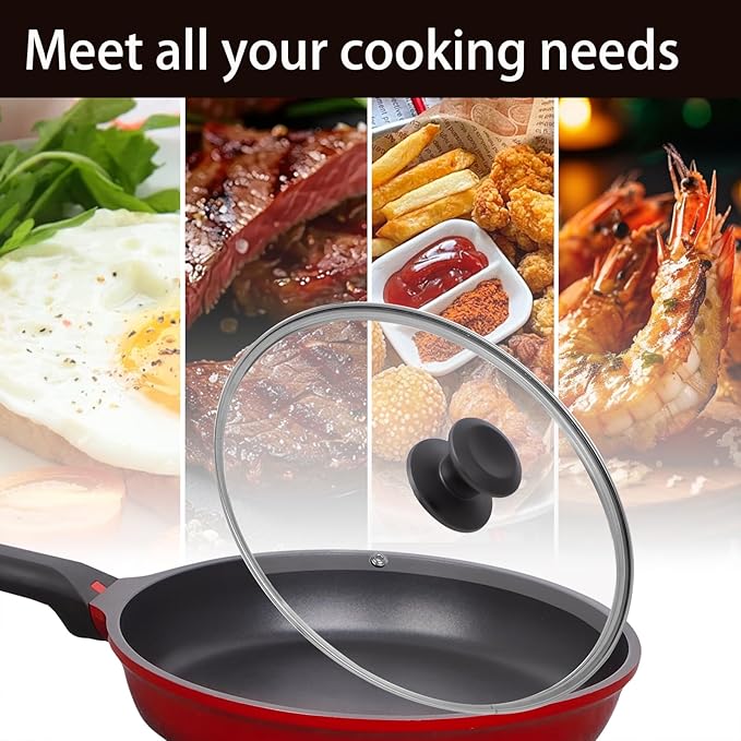 11 inch Tempered Glass Lid for Pots, Frying Pans and Skillets, Replacement Cover with Heat Resistant Black Knob Handle, Dishwasher Safe