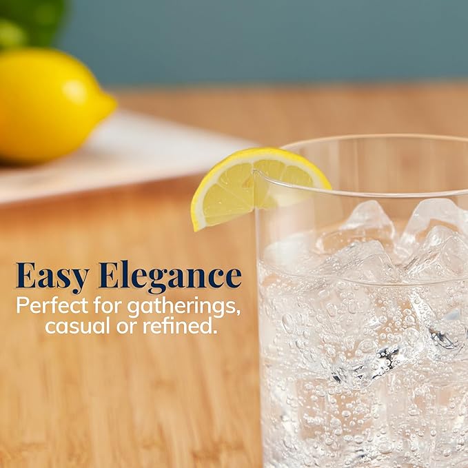 US Acrylic Classic Clear Plastic Reusable Drinking Glasses (Set of 6) 24oz Iced-Tea Cups | BPA-Free Tumblers, Made in USA | Top-Rack Dishwasher Safe