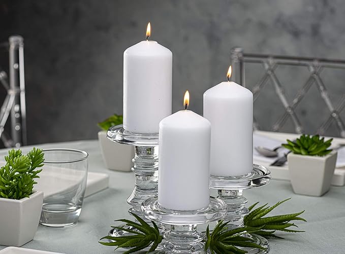 BOLSIUS 6 White Pillar Candles Bulk - 3x6 Inches Candle Set - 70+ Hours Clean Burning - No Palm Oil - 0% Animal Fat - Premium European Quality - Unscented Dripless Wedding Pillars