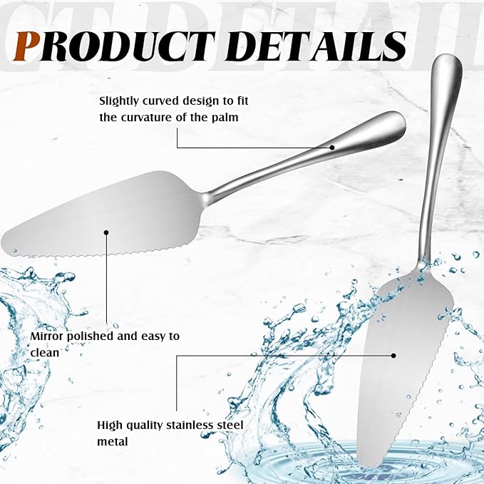 Baderke 30 Pcs Pie Server Pizza Server Spatula Stainless Steel Cake Pie Pastry Professional Utensil for Pizza Dessert Cheese Cutting, 9 Inches, Silver