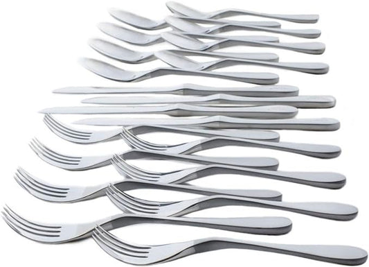 Knork Original Cutlery Utensils Flatware Set, 20 Piece (Service for 4), Duo Silver