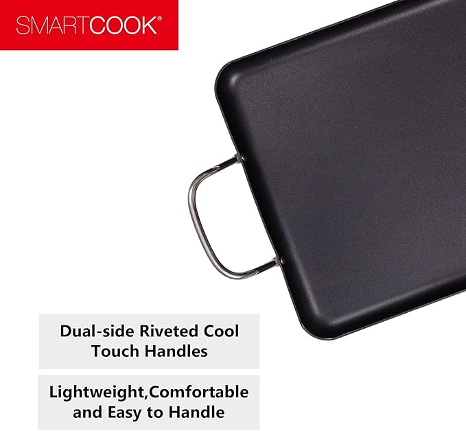 19inch Nonstick Double Griddle Pan, Comales para Tortillas Griddle Pan Burner Skillet with Handles for Stove Top - Coating & Heat Resistant for Frying, Searing, Grilling, Browning