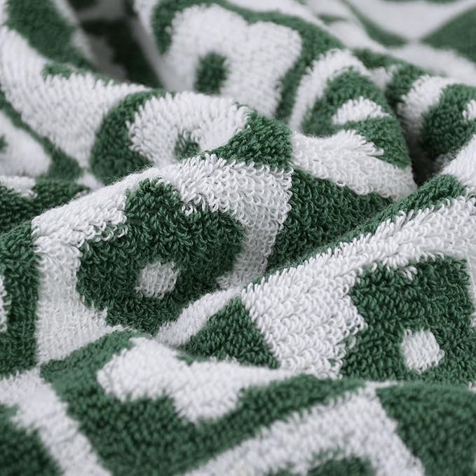 Jacquotha Cotton Hand Towels Green Checkered Floral - Quick Drying Hand Towel Set of 4, for Christmas Bathroom Decor, 29” x 13”