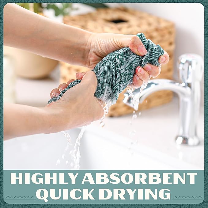 4 Pack Boho Bathroom Hand Towel 14 x 30 Inch 100% Turkish Cotton Decorative Boho Kitchen Hand Towel Farmhouse Bathroom Decor Set Absorbent Soft Guest Tea Gift