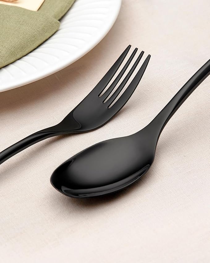 Lemeya 20-Piece Black Silverware Set for 4,Modern 18/10 Stainless Steel Flatware Set,Luxury Cutlery Set,Unique Utensils Set for Restaurant,Spoons and Forks Set,Mirror Polished,Dishwasher Safe