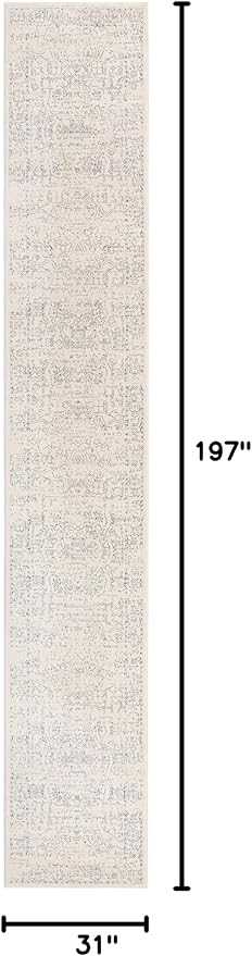 Unique Loom Isabella Collection Area Rug - Adjani (2' 7" x 16' 5" Runner, White/ Blue)