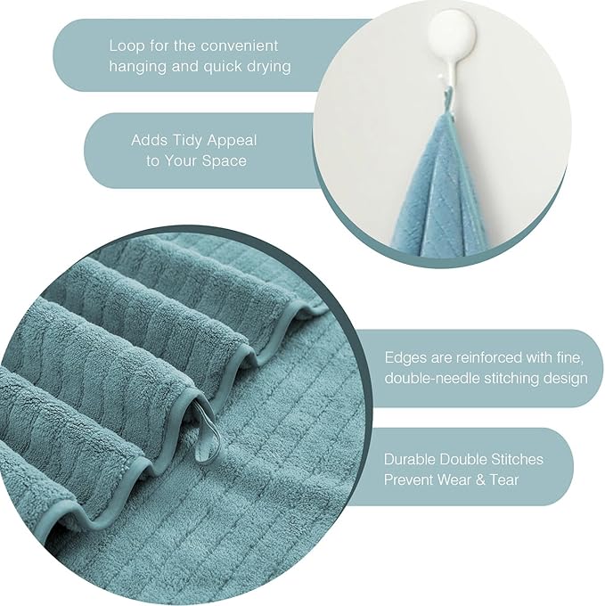 18 Piece Family Bath Towel Set Include 6 Bath Towels,6 Hand Towels and 6 Washcloths Soft Bathroom Towel with Hanging Loops,Highly Absorbent Quick Dry Towels Set for Bathroom,Hotel and Spa-Turquoise