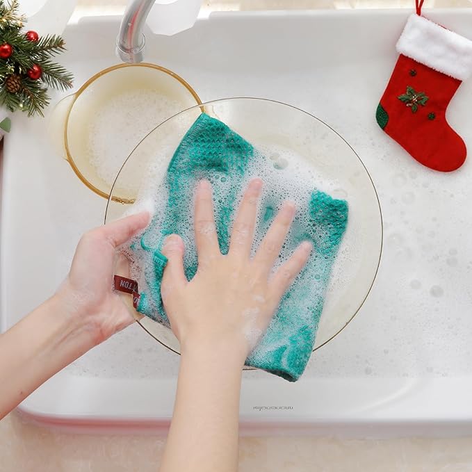 Homaxy 100% Cotton Waffle Weave Kitchen Dish Cloths, Ultra Soft Absorbent Quick Drying Dish Towels, 12 x 12 Inches, 8-Pack, Teal