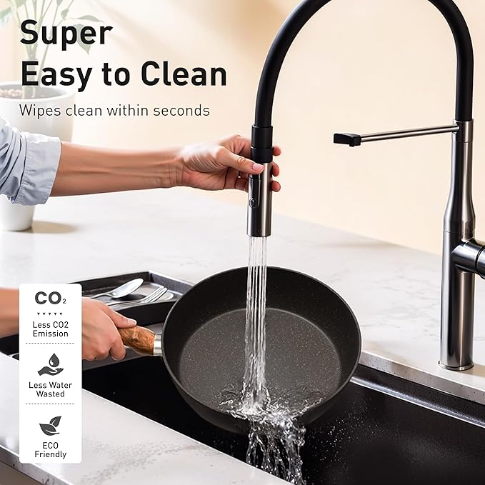 DishDelight Pots and Pans Set Non Stick, 17 Pieces Granite Kitchen Cookware Sets with Nonstick Granite Coating, Induction Cooking Set, Black