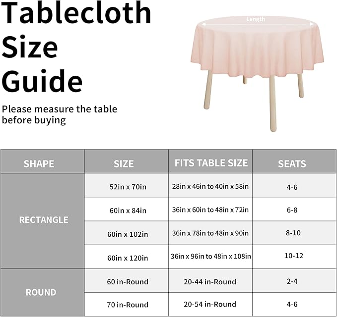 Easy-Going Faux Linen Waterproof Spill-Proof Tablecloth Stain Resistant Round Table Cloth Wrinkle Free Decorative Fabric for Kitchen, Dining, Party, Weddings, Restaurants (70 in-Round, Pink)
