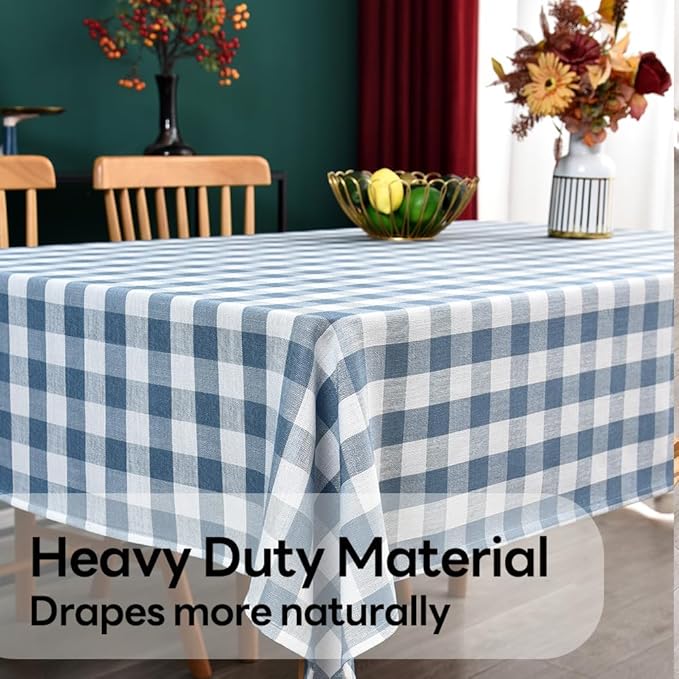 Gingham Tablecloth Rectangle Table Cloth Heavy Duty Cotton Checkered Table Cover for Spring Picnic Kitchen Dining(C-Sky Blue, 52x52 inch)