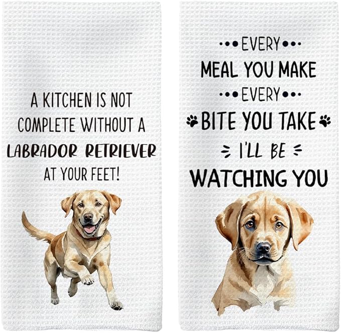 Labrador Retriever Gifts Kitchen Towels Set of 2, Labrador Gifts, Labrador Retriever Decor Hand Towels, LabradorRetriever Dog Dishcloths Tea Dish Towels, Dog Kitchen Bathroom Decor, 16x24 Inch