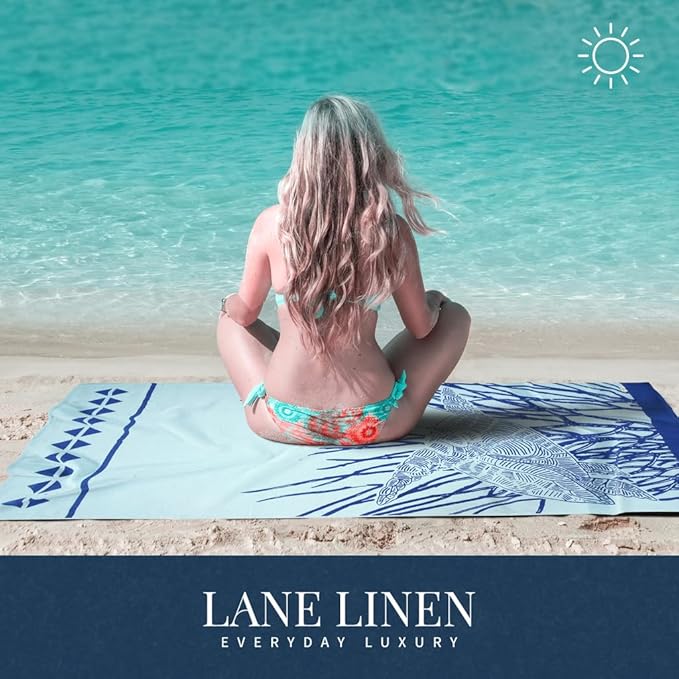 LANE LINEN Beach Towels for Women, 2 Pack Oversized, Pre-Washed, No-Shrink, Sand-Free, Quick Dry, Lightweight Travel Beach Towels for Pool & Shore, Soft and Absorbent – 39"x71", Sky Blue