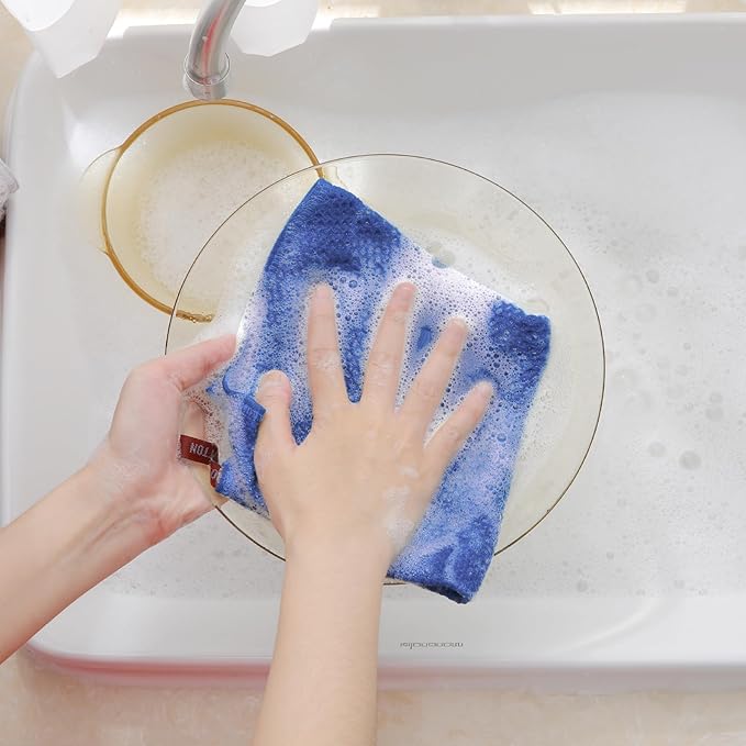 Homaxy 100% Cotton Waffle Weave Kitchen Dish Cloths, Ultra Soft Absorbent Quick Drying Dish Towels, 12 x 12 Inches, 12-Pack, Blueberry