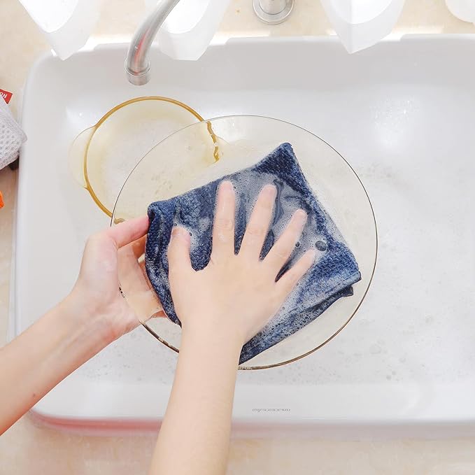 Homaxy 100% Cotton Waffle Weave Kitchen Dish Cloths, Ultra Soft Absorbent Quick Drying Dish Towels, 12 x 12 Inches, 18-Pack, Navy Blue