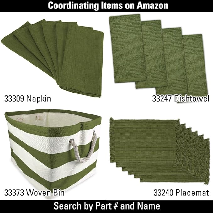 DII Variegated Tabletop Collection, Placemat Set3x19, Olive Green, 6 Piece