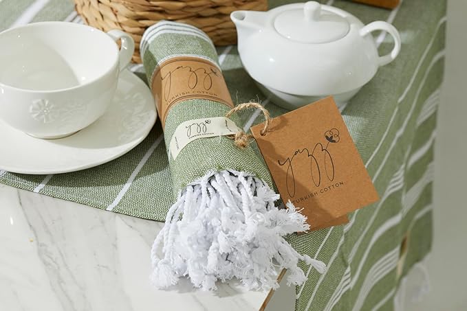 Hand Towels - Set of 2, 18" x 30" inches, Turkish Cotton owels for Bathroom Kitchen, Gym Towels - Thin Light Compact Travel Towels (Army Green)