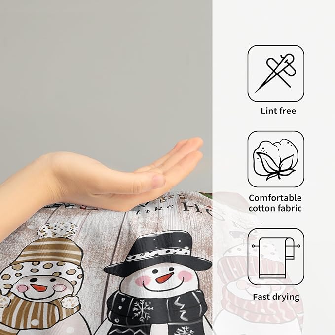 Imiss Snowman Hand Towels 14.4 x 28.3 Inch Set of 2 Winter Snowflake Xmas Snow Decorative Fingertip Towel Holiday Decor Soft Bath Towels for Bathroom Gym Spa