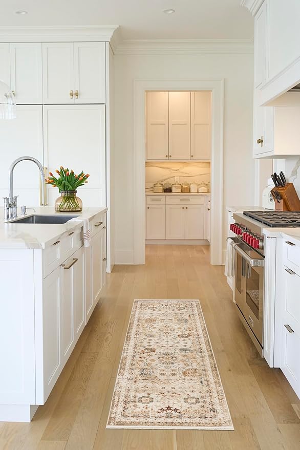 Nourison Home Pardis Ivory Rust 2' x 6' Area Rug - Easy Clean, Non Shedding, Bed Room, Living Room, Dining Room, Kitchen (6' Runner)