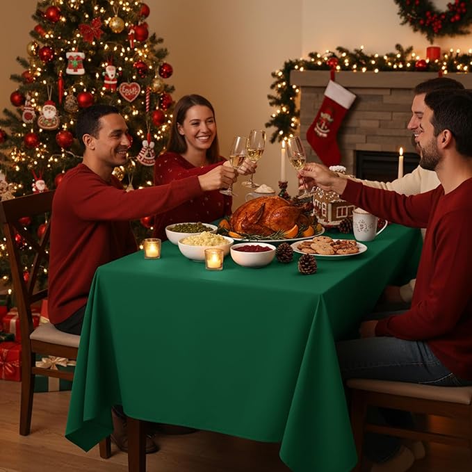 6-Pack Hunter Green Tablecloths for Square Tables, 54 x 54 Inches, Stain-Resistant Polyester Fabric for 2 Foot Tables - Washable Table Covers for Weddings, Banquets, Birthday Parties, Events
