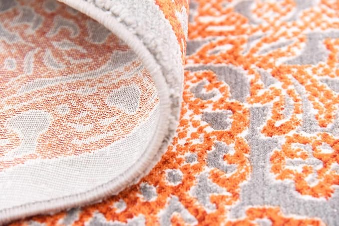 Unique Loom Traditional Classic Intricate Design Distressed Vintage Detail, Area Rug, 8' 0" x 8' 0", Terracotta/Gray