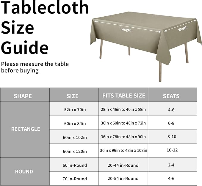 Easy-Going Faux Linen Waterproof Spill-Proof Tablecloth Stain Resistant Rectangle Table Cloth Wrinkle Free Decorative Fabric for Kitchen, Dining, Party, Weddings, Restaurants (60x120 in, Khaki)