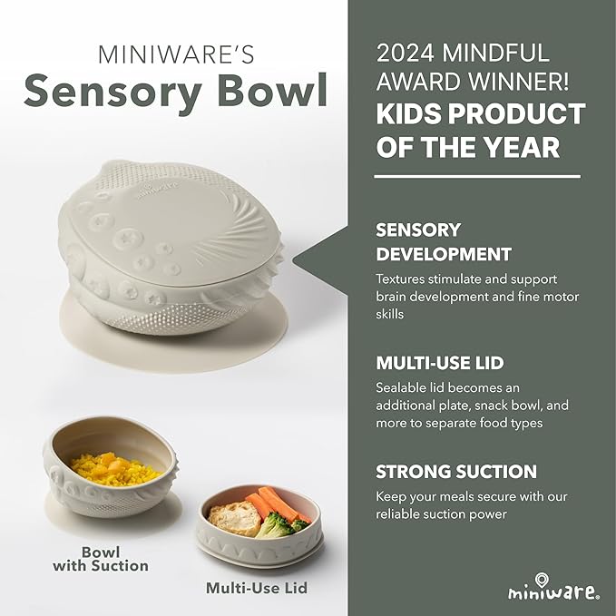 Miniware Sensory Baby Bowl - Oat - Silicone Bowls for baby to Combine Mealtime with Sensory Development - 100% Food Grade Silicone Baby Bowls - BPA Free, Non-Toxic Todddler Bowls