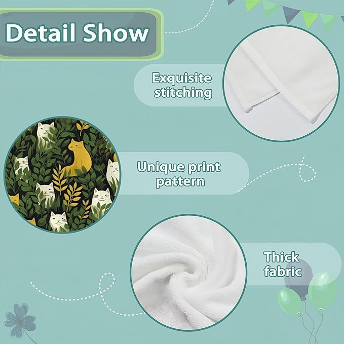 Hand Towels for Bathroom Set of 2,Cute Cats and Green Plants Decorative Soft Bathroom Towels for Kitchen Bath Towels Art Guest Gym Spa 14x28in