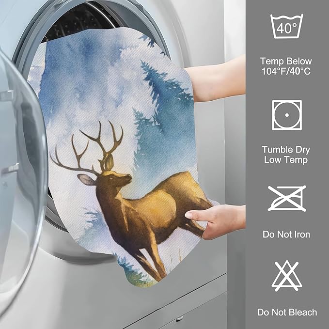 Forest and Deer Hand Towel for Bathroom Set of 2 Hand Bath Towels Soft Absorbent Decorative Towels for Bathroom Kitchen Yoga Home Decor 14 x 28 in