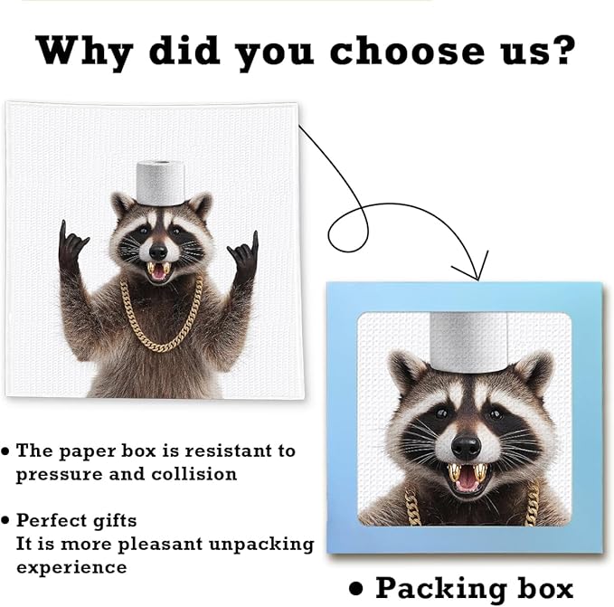 13x13 Cute Raccoon Kitchen Towels 1 PCS, Funny Racoon Gifts for Women, Raccoon Decor Hand Towels for Bathroom, Cute Animal, Women, Pet Owners Housewarming-03